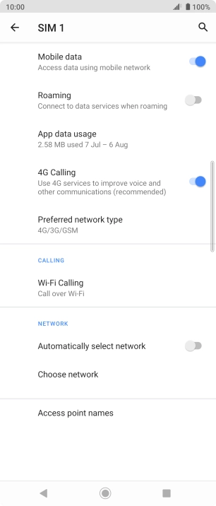 Press the indicator next to 'Automatically select network' to turn on the function.