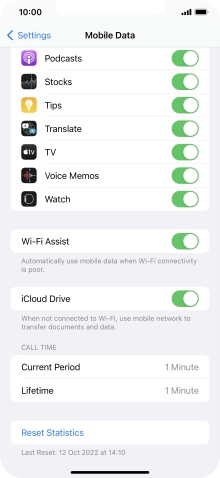 Press the indicator next to 'Wi-Fi Assist' to turn the function on or off.