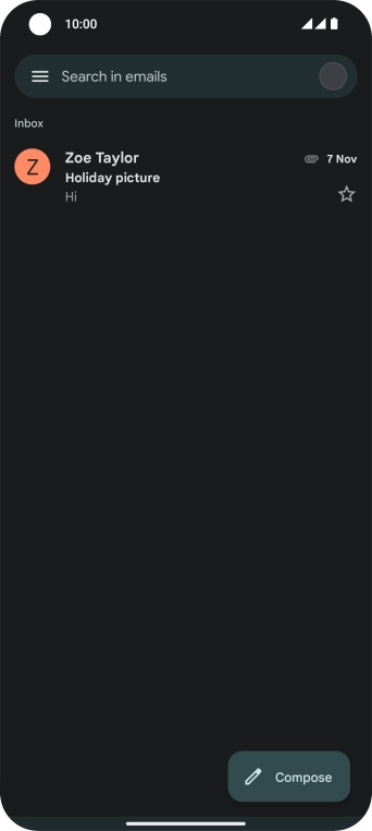 Press the email account icon.