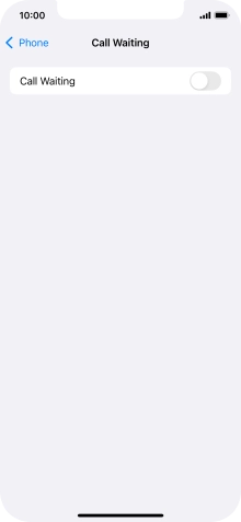 Press the indicator next to 'Call Waiting' to turn the function on or off.