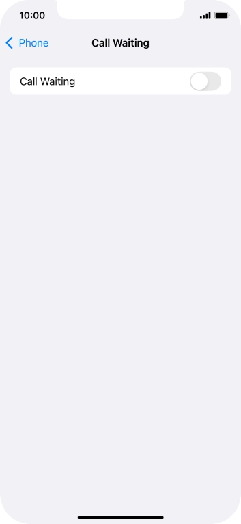 Press the indicator next to 'Call Waiting' to turn the function on or off.