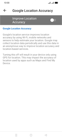If you press the indicator next to 'Improve Location Accuracy' to turn on the function, your phone can find your exact position using the GPS satellites, the mobile network and nearby WiFi networks. Satellite-based GPS requires a clear view of the sky.