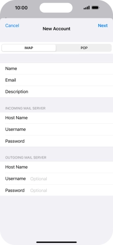 Press Username and key in the username for your email account.