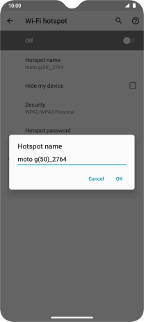Key in the required WiFi hotspot name and press OK.