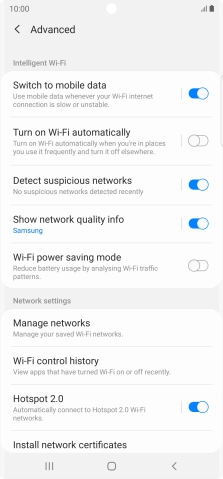 Press the indicator next to 'Switch to mobile data' to turn the function on or off.