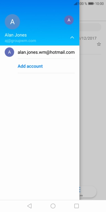 Press the required email account. Press the required email account.