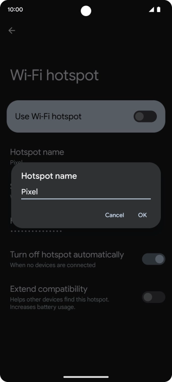 Key in the required WiFi hotspot name and press OK.