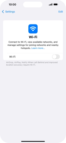 Press the indicator next to 'Wi-Fi' to turn on the function.