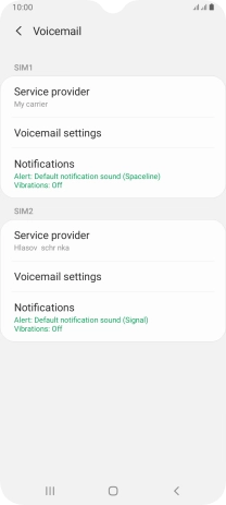 Press Voicemail settings below the required SIM.