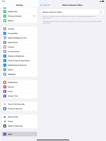 Press the indicator next to 'Silence Unknown Callers' to turn the function on or off.