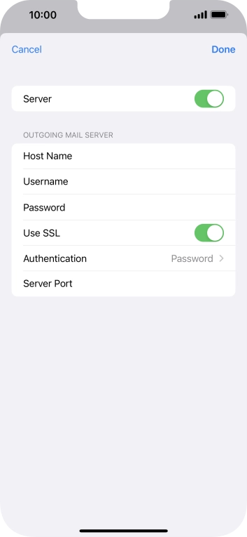 Press the indicator next to 'Use SSL' to turn off the function.