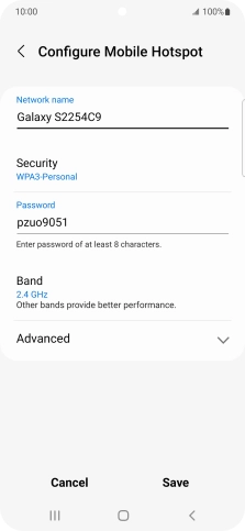 Press the field below 'Password' and key in the required password.