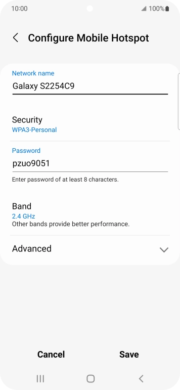Press the field below 'Password' and key in the required password.