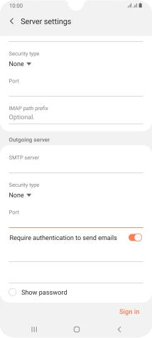 Press the indicator next to 'Require authentication to send emails' to turn on the function.