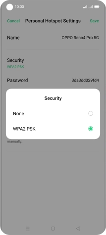 Press WPA2 PSK to password protect your WiFi hotspot.