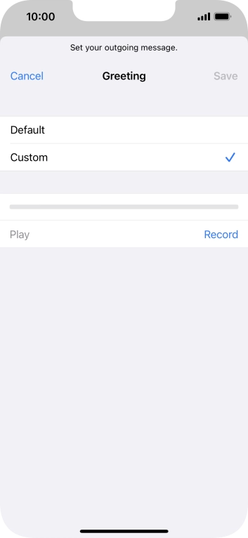 Press Record to start recording a personal greeting.