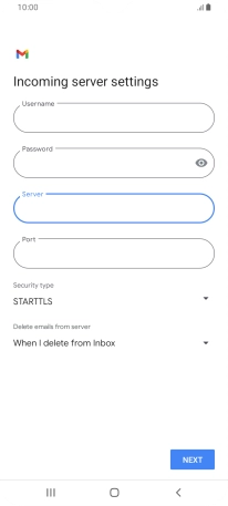 Press the field below 'Port' and key in 110.