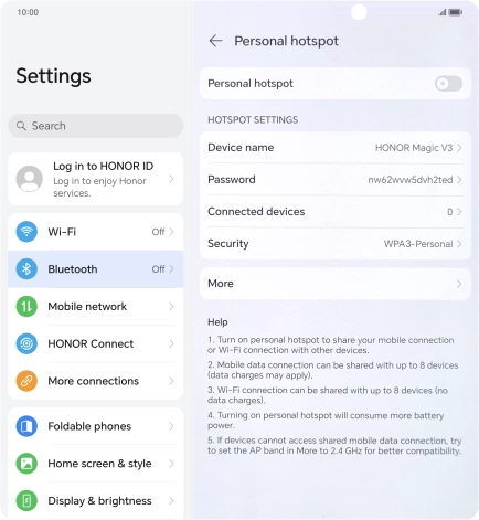 Press Password and key in the required password.