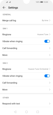 Press Call forwarding below the required SIM.