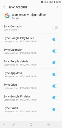 Press the indicator next to 'Sync Contacts' to turn on the function.