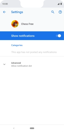 Press the indicator next to 'Show notifications' to turn the function on or off.
