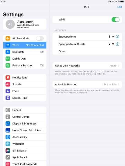 Press the required WiFi network and key in the password for the WiFi network.