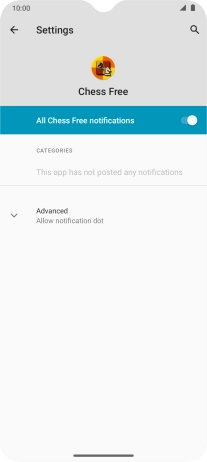 Press the indicator next to 'All notifications' to turn the function on or off.