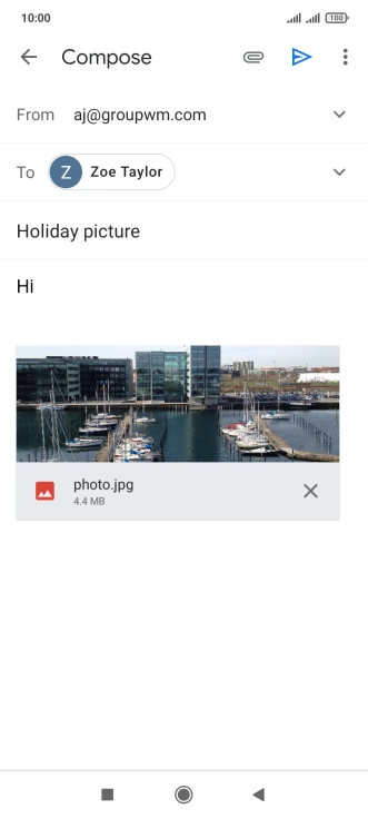 Press the send icon when you've finished your email. Press the send icon when you've finished your email.