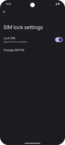 Press the indicator next to 'Lock SIM' to turn the function on or off.