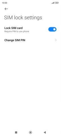 Press the indicator next to 'Lock SIM card' to turn the function on or off.