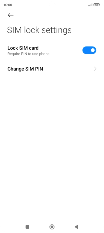 Press the indicator next to 'Lock SIM card' to turn the function on or off.