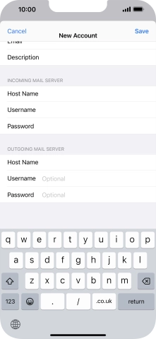 Press Username and key in the username for your email account.