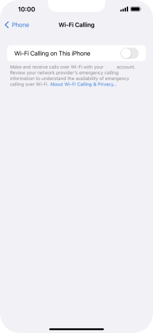 Press the indicator next to 'Wi-Fi Calling on This iPhone' to turn the function on or off.