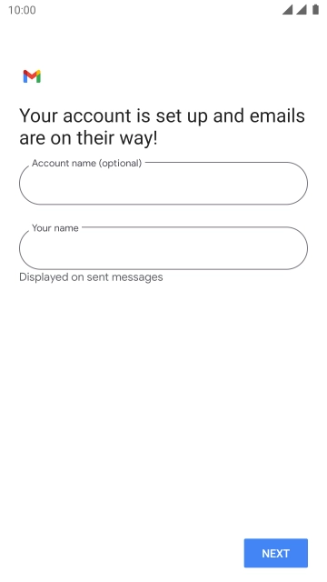 Press the field below 'Account name (optional)' and key in the required name. Press the field below 'Account name (optional)' and key in the required name.