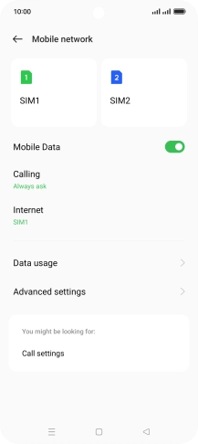 Press Data usage.
