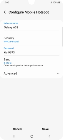 Press the field below 'Network name' and key in the required name.