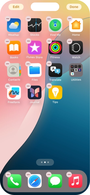 Press the home screen page icon.