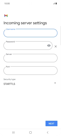 Press the field below 'Server' and key in the name of your email provider's incoming server.