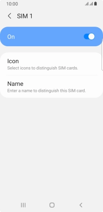 Press the indicator to turn use of the SIM on or off.