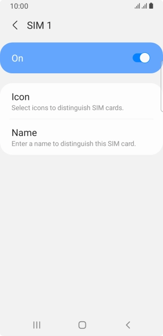 Press the indicator to turn use of the SIM on or off.