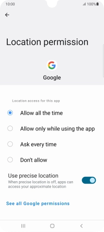 Press the required setting.