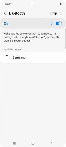 Press the required Bluetooth device and follow the instructions on the screen to pair the device with your phone.