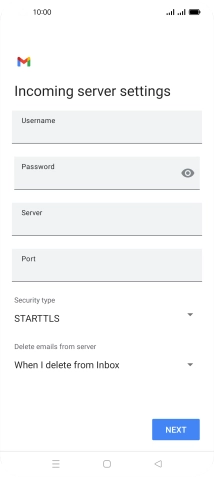 Press the field below 'Username' and key in the username for your email account.