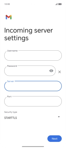 Press the field below 'Port' and key in 993.