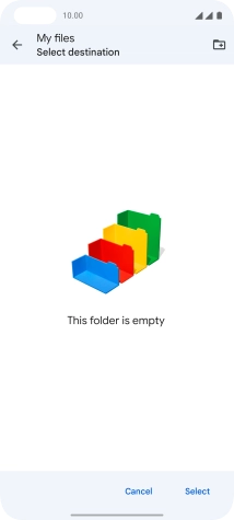 To create a new folder, press the new folder icon and follow the instructions on the screen to create a new folder.