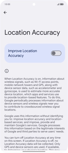 If you press the indicator next to 'Improve Location Accuracy' to turn on the function, your phone can find your exact position using the GPS satellites, the mobile network and nearby WiFi networks. Satellite-based GPS requires a clear view of the sky.