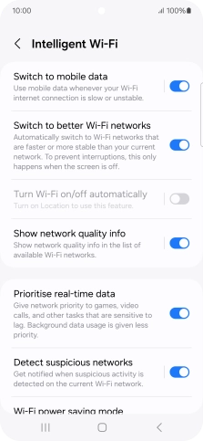 Press the indicator next to 'Switch to mobile data' to turn the function on or off.