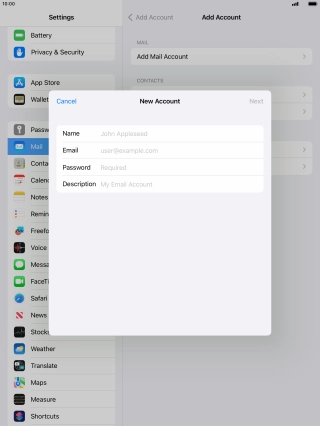 Press Name and key in the required sender name.