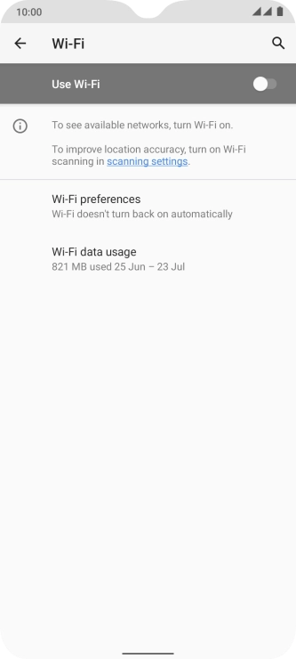 Press the indicator next to 'Use Wi-Fi' to turn on the function.
