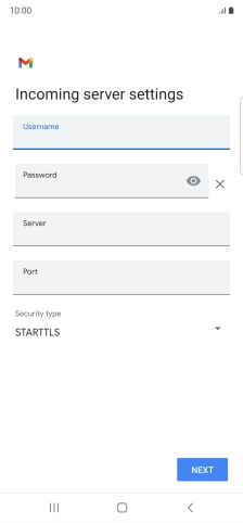 Press the field below 'Server' and key in the name of your email provider's incoming server.